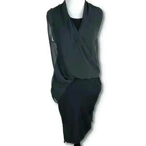 All Saints LBD Sleeveless Chiffon Abi Dress size 32 0 black lightweight cocktail